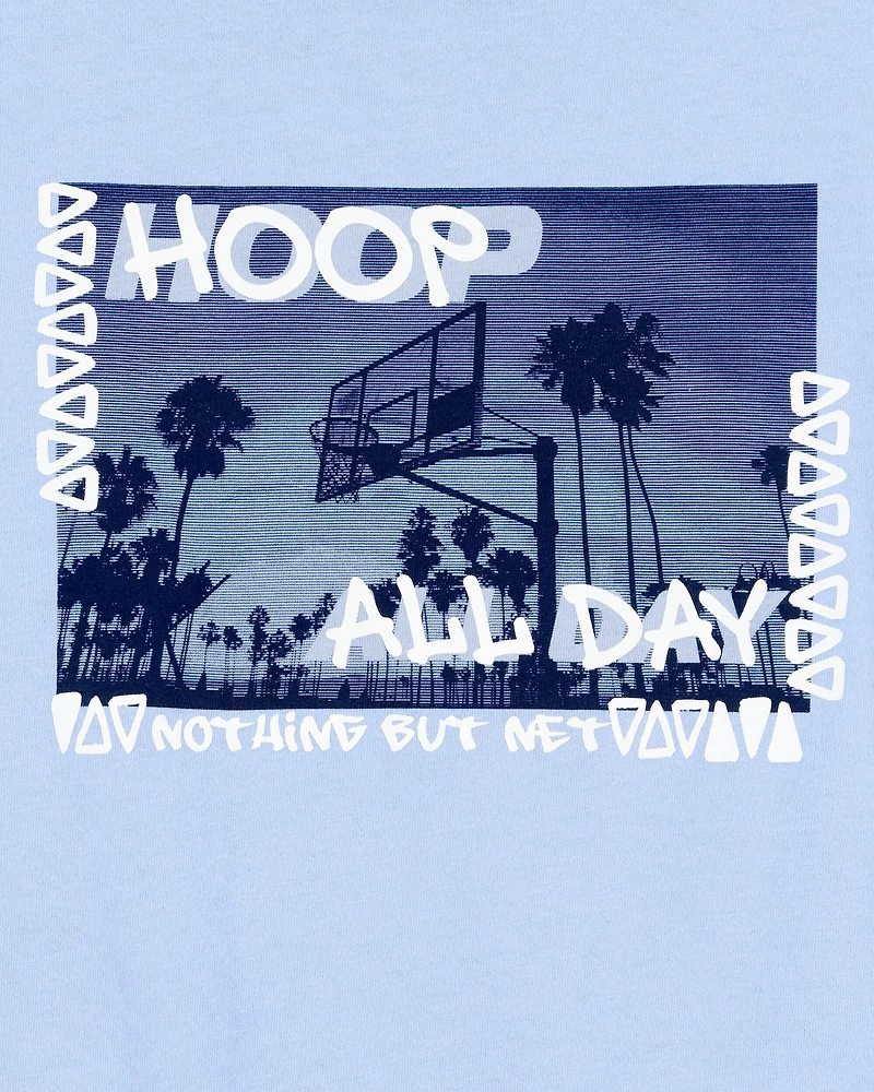 Kid Hoop All Day Short-Sleeve Graphic Tee - Blue