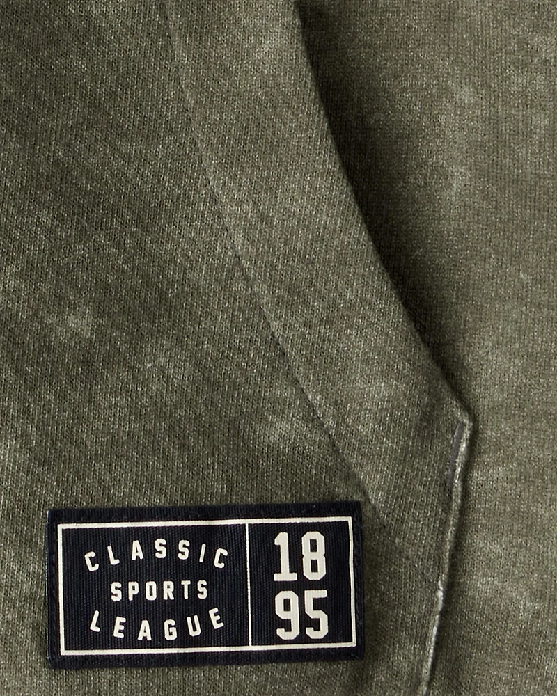 Boys French Terry Acid Wash Hoodie - Green