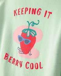 Toddler Girl Strawberry French Terry Pullover Sweatshirt - Green