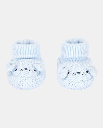 Baby Boy Puppy Crochet Booties - Blue
