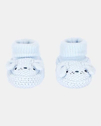 Baby Boy Puppy Crochet Booties - Blue