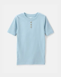 Boys Rib Snug Fit 2-Piece Pajama Set - Blue