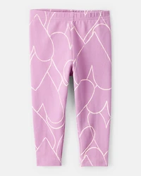 Baby Girl Cotton Heart Stretch Leggings - Purple