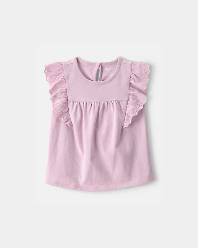 Toddler Girl Eyelet-Sleeve Top - Purple