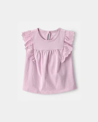 Toddler Girl Eyelet-Sleeve Top - Purple
