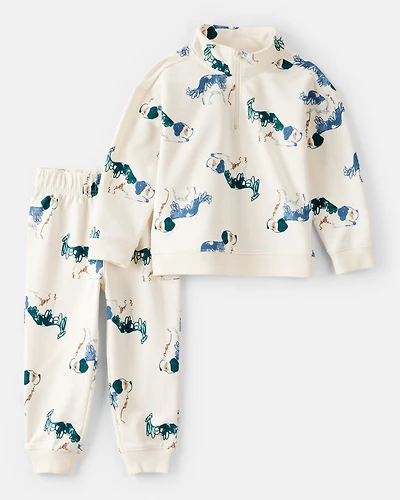 Toddler Boy 2-Piece Dog French Terry Zip-Up Jacket & Jogger Pant Set