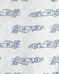 Baby Boy 3-Piece Race Car Quilted Vest Outfit Set - Blue