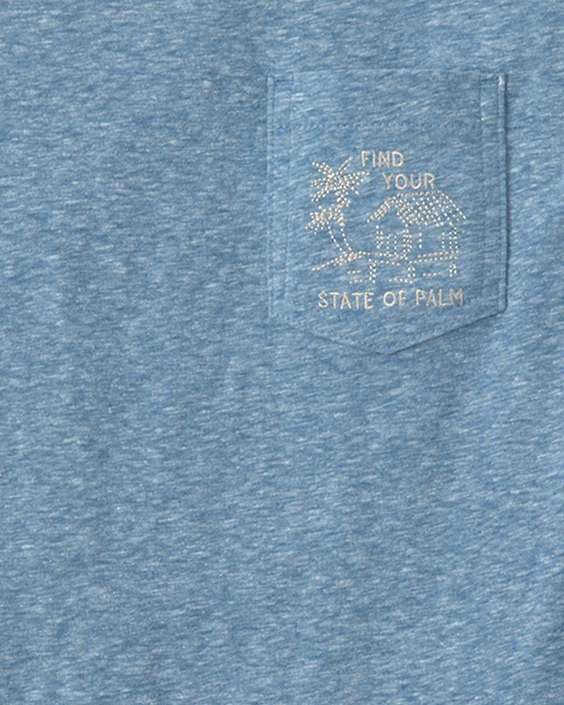 Boys 'State of Palm' Beach Embroidered Graphic Tee - Blue