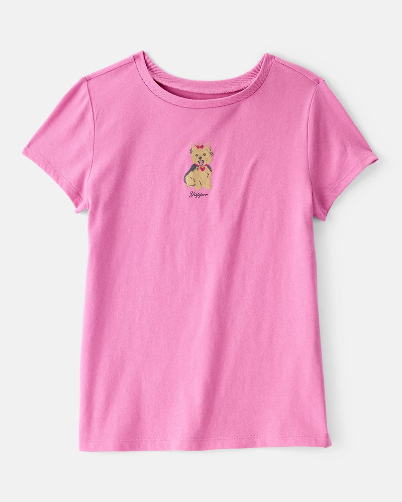 Girls Dog Short-Sleeve Graphic Tee - Pink