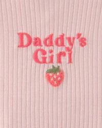 Baby Girl 'Daddy's Girl' Strawberry Short Sleeve Bodysuit & Pant Set - Pink