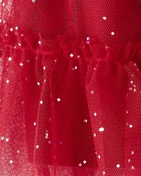 Baby Girl 2-Piece DayDream Fleece Snowflake Print Long-Sleeve Top & Skort Set - Red/Cream