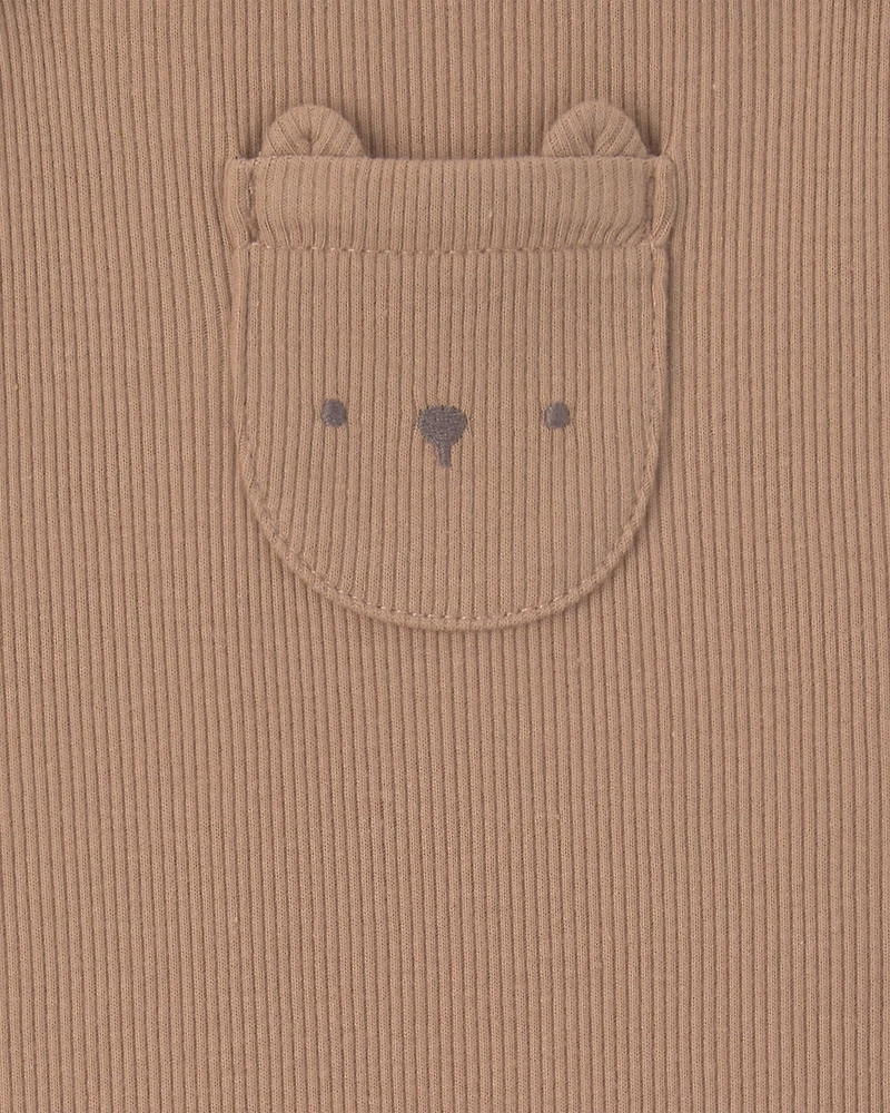 Baby 2-Piece Bear Long-Sleeve Overall Set - Brown