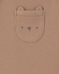Baby 2-Piece Bear Long-Sleeve Overall Set - Brown