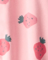 Kid 1-Piece Strawberry Fleece Footie Pajamas - Pink