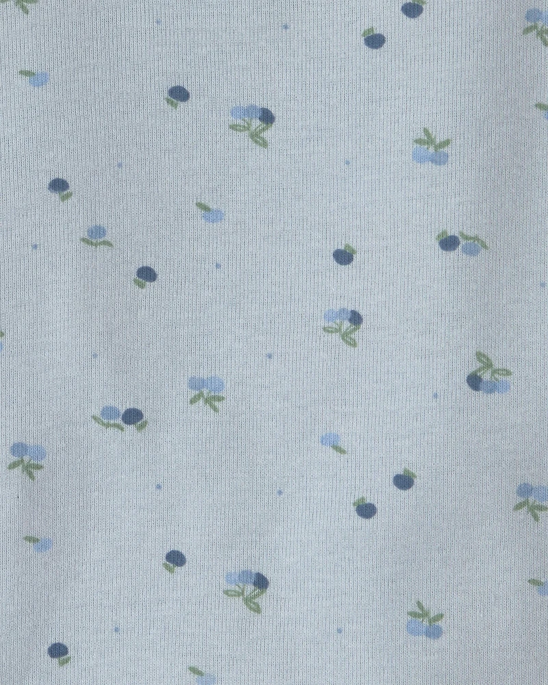 Baby Girl 4-Pack Blueberry Floral Long-Sleeve Bodysuits - Blue