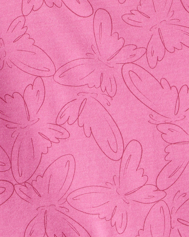 Girls Butterfly Long-Sleeve Peplum Top - Pink