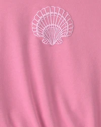 Girls Seashell French Terry Top - Pink
