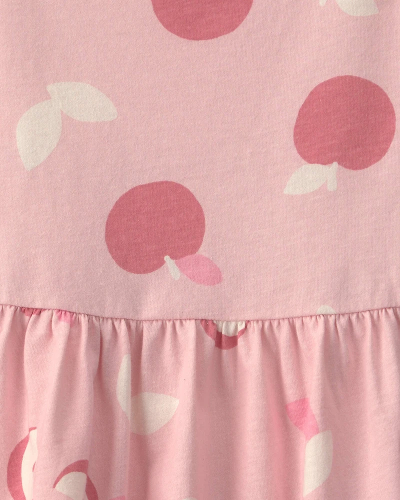 Toddler Girl Apple Short-Sleeve Dress - Pink