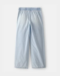 Girls Chambray Baggy Pants - Light Wash