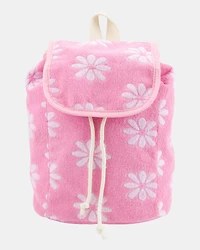 Girls Flower French Terry Mini Backpack - Pink