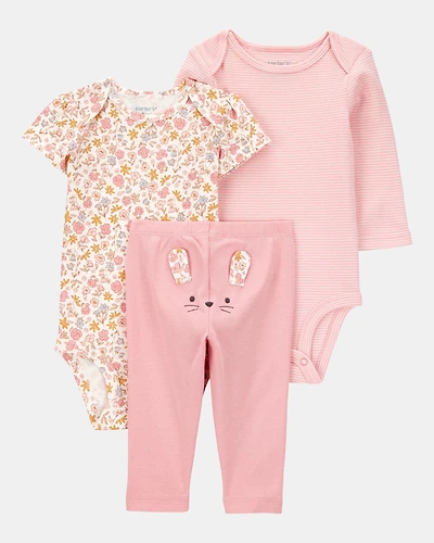 Baby Girl 3-Piece Floral Mouse Little Character Set® - Pink