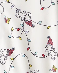 Toddler Peanuts Snoopy Print Fleece Long-Sleeve Loose Fit 2-Piece Pajamas - White