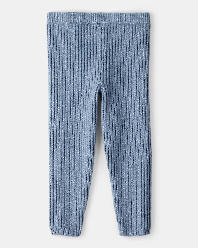Toddler Girl Ribbed Sweater Knit Pants - Blue