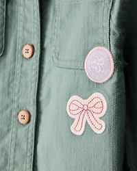 Toddler Girl Patchwork Cotton Long-Sleeve Utility Fashion Jacket - Green