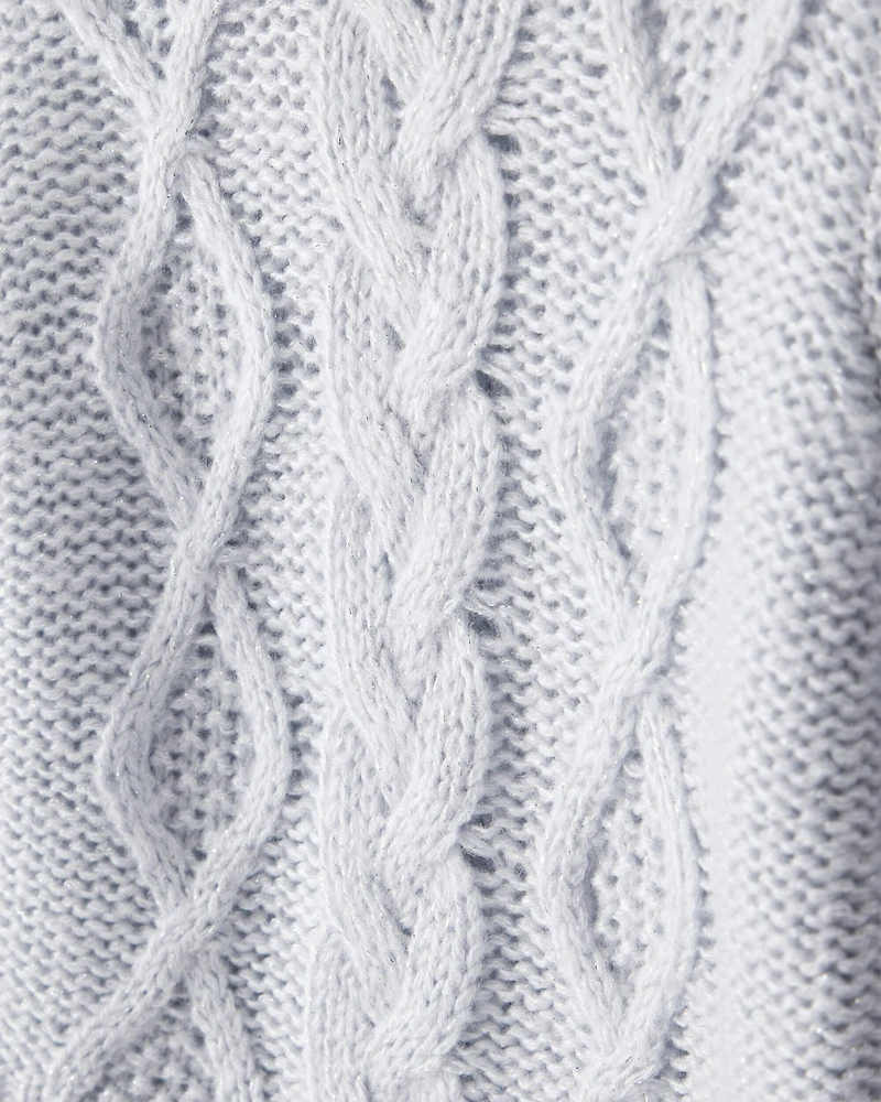 Toddler Girl Metallic Cable Knit Long-Sleeve Sweater - Blue
