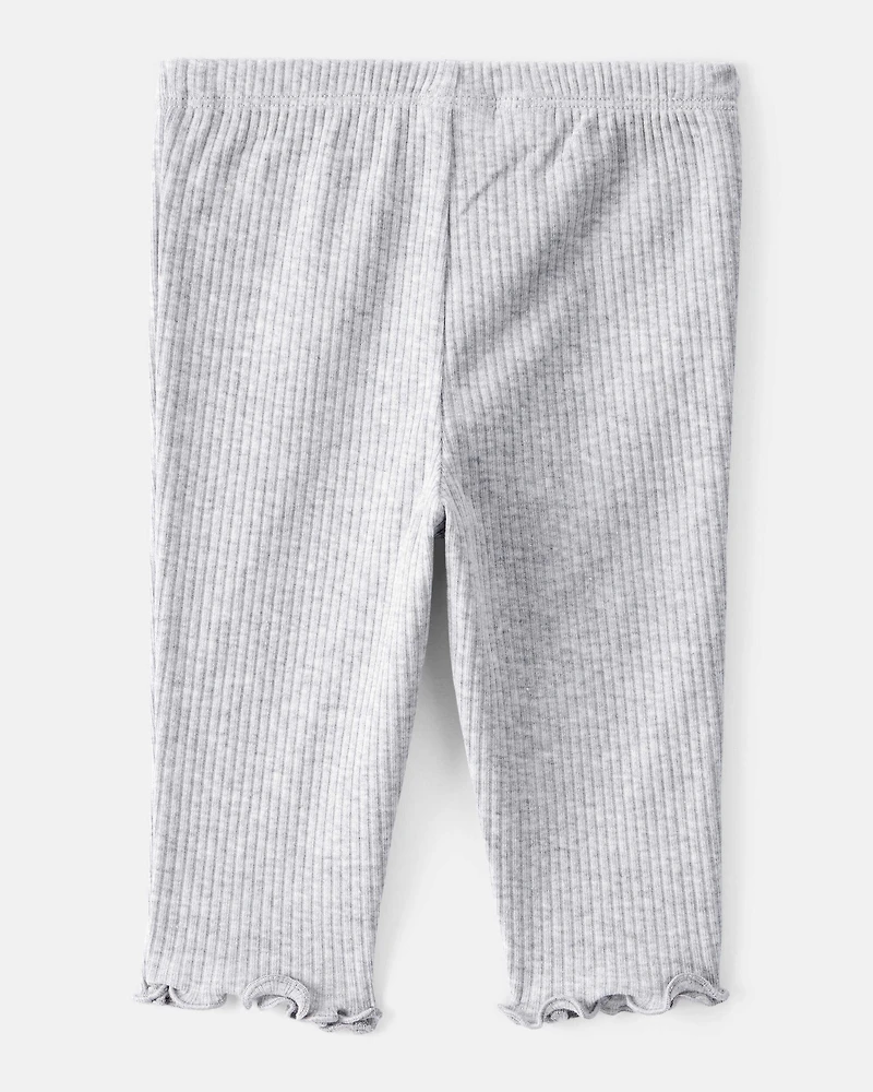Baby Girl Knit Pull-On Pants - Grey