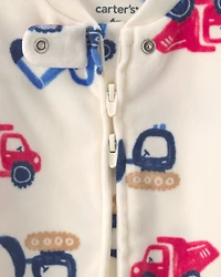 Baby Boy Construction 2-Way Zip Sleep & Play Pajamas - Cream