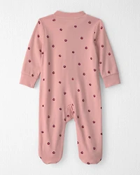 Baby Girl Organic Cotton Sleep & Play Pajamas in Apples