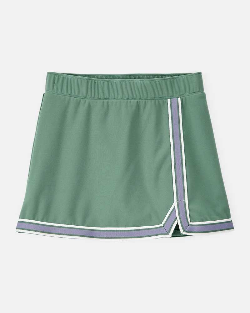 Girls 2-Piece "Go Sports" Hoodie & Knit Flared Skort Set - Green