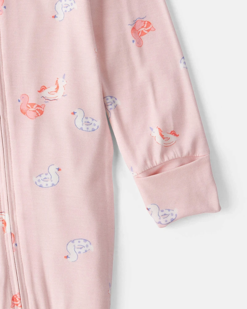 Baby Girl Flamingo PurelySoft™ 2-Way Zip Sleep & Play Pajamas - Pink