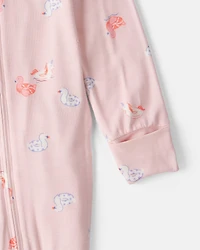 Baby Girl Flamingo PurelySoft™ 2-Way Zip Sleep & Play Pajamas - Pink