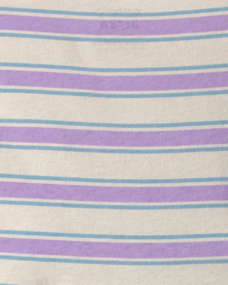 Toddler Girl Striped Short-Sleeve Dress - Purple/Ivory