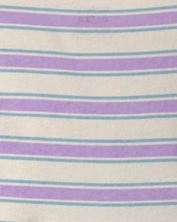 Toddler Girl Striped Short-Sleeve Dress - Purple/Ivory