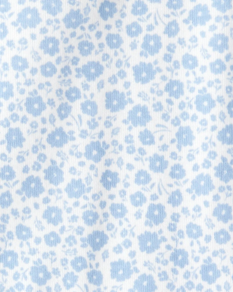 Baby Girl 3-Piece Floral Vest Outfit Set - Blue