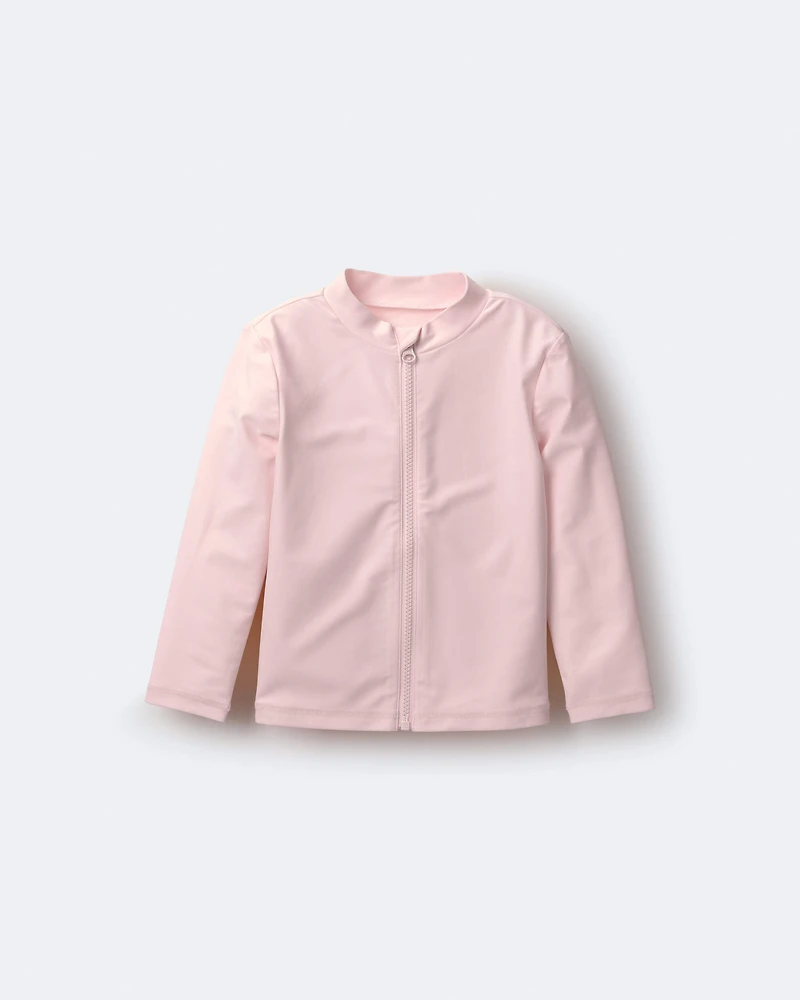 Toddler Full-Zip Long-Sleeve Rashguard - Light Pink