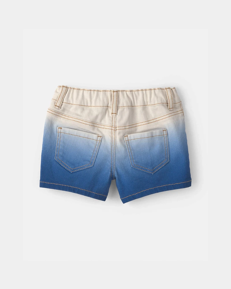 Baby Girl Ombre Twill Shorts - Blue/Ivory