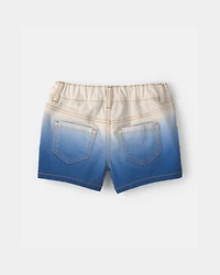 Baby Girl Ombre Twill Shorts - Blue/Ivory