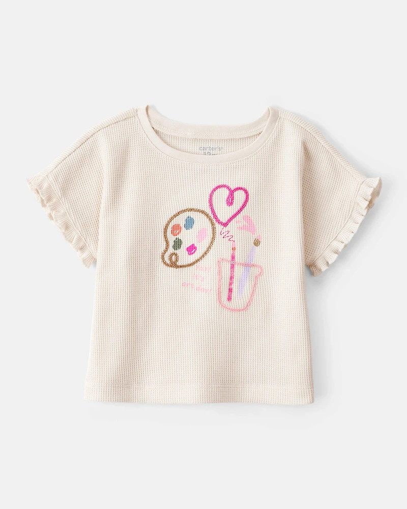 Baby Girl Arts & Crafts Graphic Tee Set - Ivory/Green
