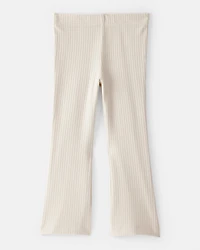 Toddler Girl Rib Pull-On Stretch Flare Leggings - Cream