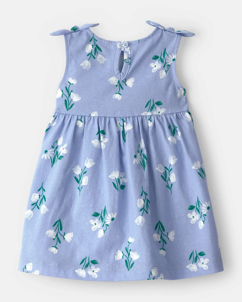 Baby Girl Sleeveless Floral Dress - Blue