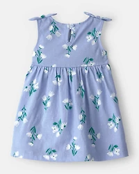 Baby Girl Sleeveless Floral Dress - Blue
