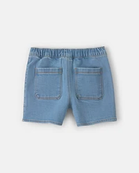 Girls Floral Embroidered Denim Wrap Skort - Medium Wash
