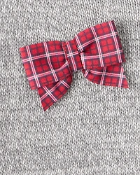 Baby Girl Bow Cotton Long-Sleeve Sweater - Grey