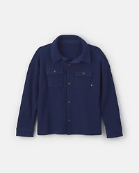 Boys Thermal Long-Sleeve Button-Down Shirt - Navy Blue