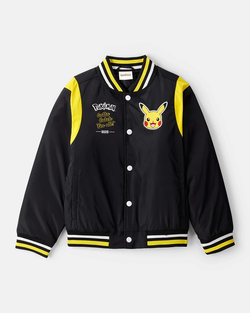 Boys Pokémon Pikachu Long-Sleeve Bomber Fashion Jacket - Black/Yellow