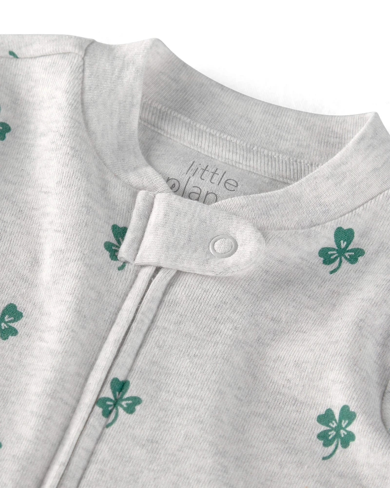 Baby Organic Cotton Sleep & Play Pajamas in Lucky Clovers Print
